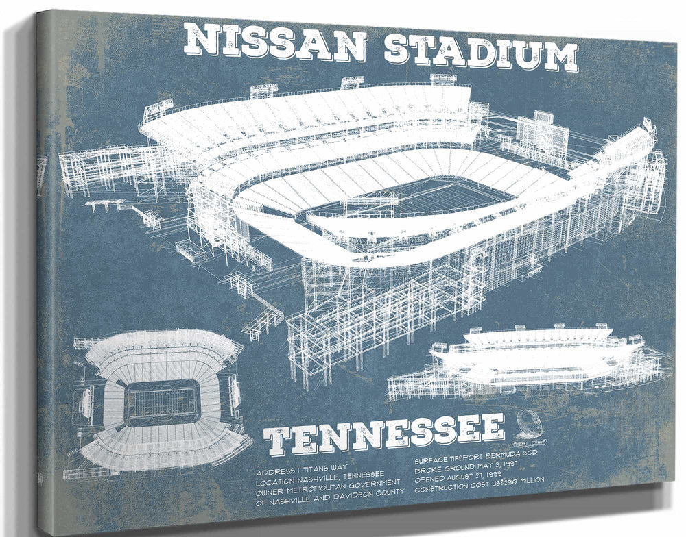 14" x 11" / Stretched Canvas Wrap Cutler West Tennessee Titans Nissan Stadium - Vintage Football Print 2
