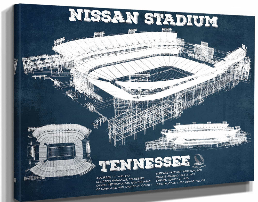 14" x 11" / Stretched Canvas Wrap Cutler West Tennessee Titans Nissan Stadium - Vintage Football Print 3