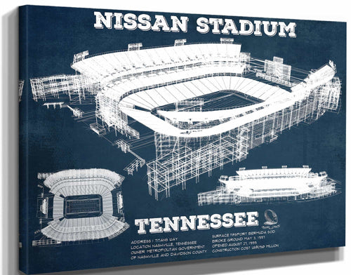 14" x 11" / Stretched Canvas Wrap Cutler West Tennessee Titans Nissan Stadium - Vintage Football Print 3
