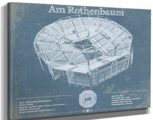 14" x 11" / Stretched Canvas Wrap Cutler West Tennisstadion Am Rothenbaum - German Open Tennis Championships Blueprint Vintage Print