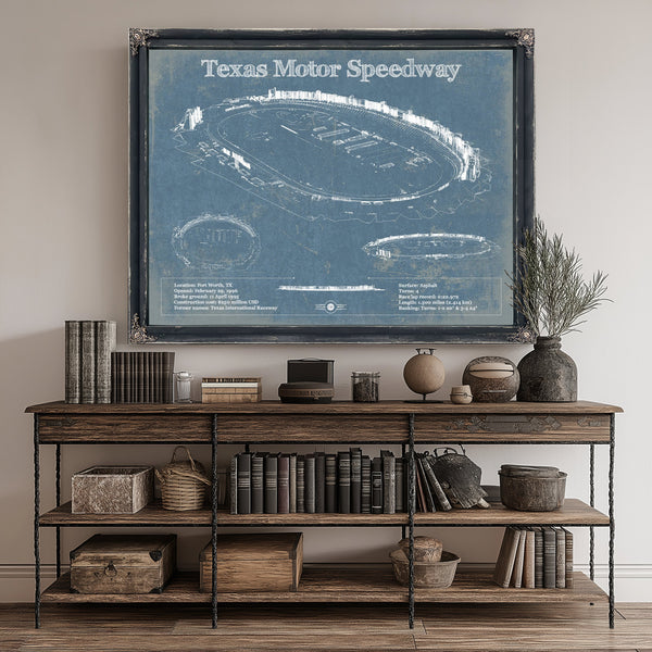 Texas Motor Speedway Blueprint NASCAR Race Track Print canvas print size guide 24x18 36x24 48x36 inches