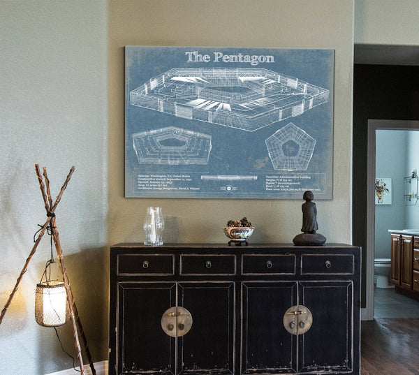 Cutler West The Pentagon Vintage Blueprint Building Print