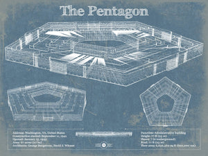 14" x 11" / Unframed Cutler West The Pentagon Vintage Blueprint Building Print