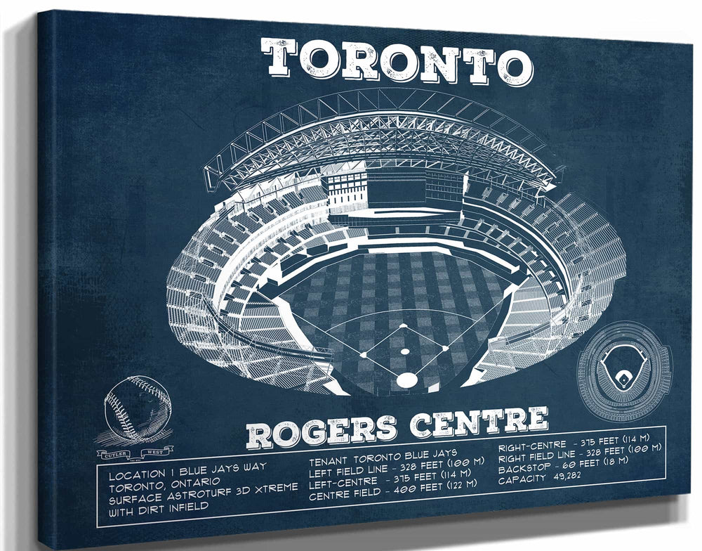 14" x 11" / Stretched Canvas Wrap Cutler West Toronto Blue Jays Rogers Centre Vintage Baseball Fan Print