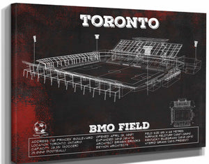14" x 11" / Stretched Canvas Wrap Cutler West Toronto F.C. - BMO Field Vintage MLS Soccer Print 2