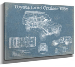 14" x 11" / Stretched Canvas Wrap Cutler West Toyota Land Cruiser FJ62 Blueprint Vintage Auto Print