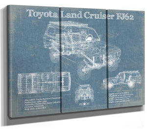 36" x 24" / 3 Panel Canvas Wrap Cutler West Toyota Land Cruiser FJ62 Blueprint Vintage Auto Print