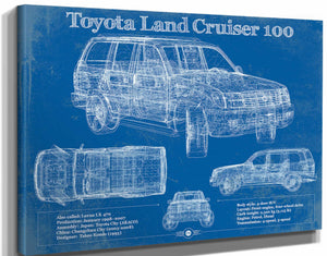 14" x 11" / Stretched Canvas Wrap Cutler West Toyota Land Cruiser J100 Blueprint Vintage Auto Print