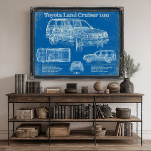 Toyota Land Cruiser J100 Blueprint Truck Print canvas print size guide 24x18 36x24 48x36 inches