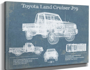 14" x 11" / Stretched Canvas Wrap Cutler West Toyota Land Cruiser J79 Blueprint Vintage Auto Print