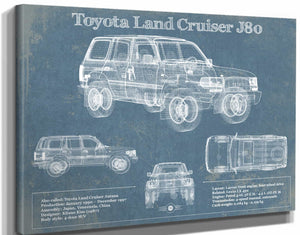 14" x 11" / Stretched Canvas Wrap Cutler West Toyota Land Cruiser J80 Blueprint Vintage Auto Print