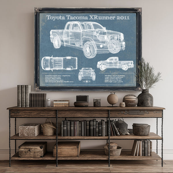 2011 Toyota Tacoma XRunner Blueprint Truck Print canvas print size guide 24x18 36x24 48x36 inches
