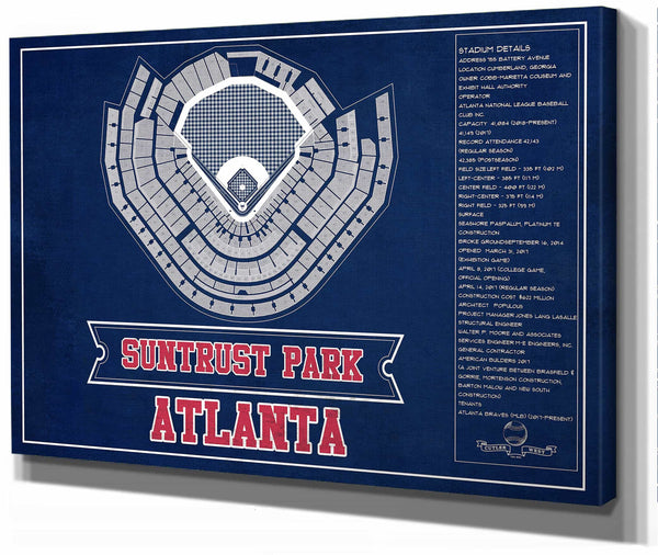 Cutler West Turner Field - Atlanta Braves (MLB) Team Color Vintage Baseball Print