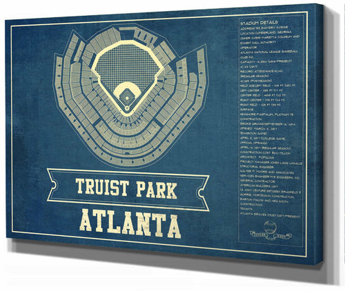 14" x 11" / Stretched Canvas Wrap Cutler West Turner Field - Atlanta Braves MLB Vintage Baseball Print