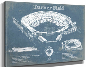 14" x 11" / Stretched Canvas Wrap Cutler West Turner Field - Atlanta Braves (MLB) Vintage Baseball Print