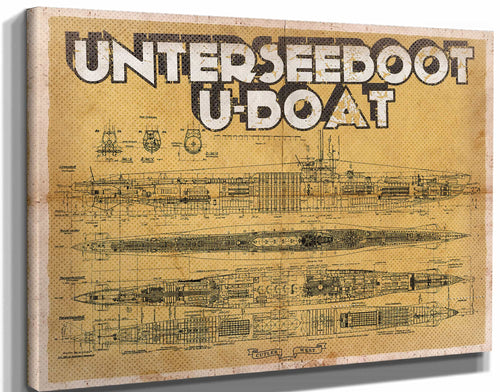 14" x 11" / Stretched Canvas Wrap Cutler West U-Boat German Submarine Military Print