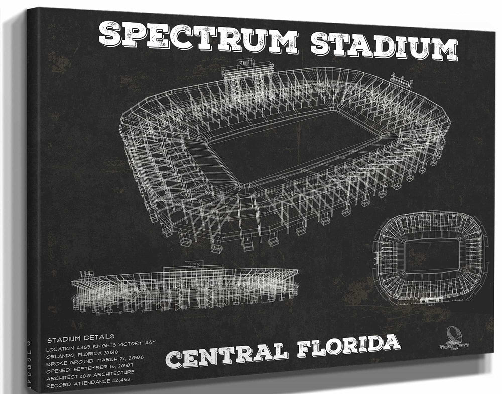 14" x 11" / Stretched Canvas Wrap Cutler West UCF Knights Football Spectrum Stadium Vintage Art Print