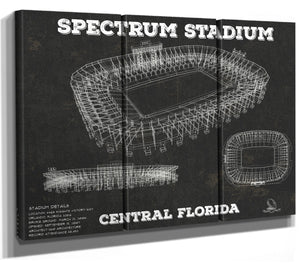 36" x 24" / 3 Panel Canvas Wrap Cutler West UCF Knights Football Spectrum Stadium Vintage Art Print