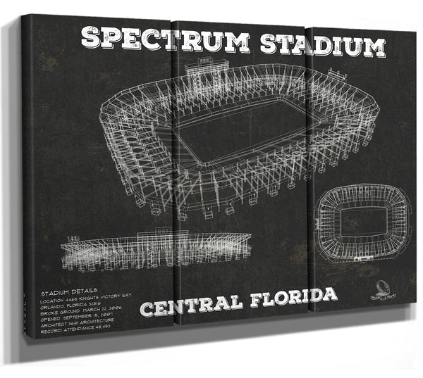 36" x 24" / 3 Panel Canvas Wrap Cutler West UCF Knights Football Spectrum Stadium Vintage Art Print