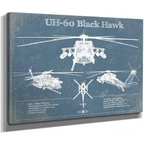 UH-60 Blackhawk Helicopter Print as a stretched canvas wrap with gallery wrapped edges
