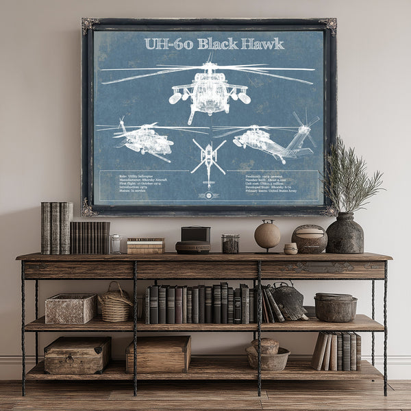 UH-60 Blackhawk Helicopter Print canvas print size guide 24x18 36x24 48x36 inches