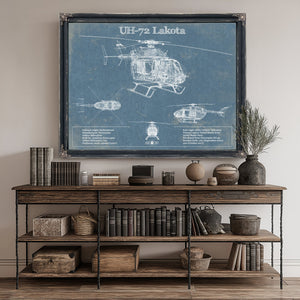 UH-72 Lakota Helicopter Blueprint Aircraft Print canvas print size guide 24x18 36x24 48x36 inches