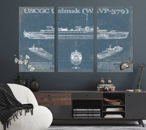 Cutler West USCGC Unimak (WAVP-379) Blueprint Original Wall Art
