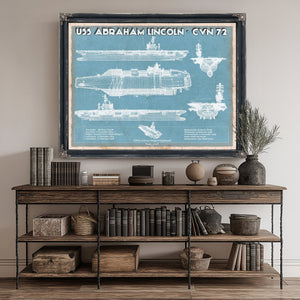 USS Abraham Lincoln (CVN 72) Aircraft Carrier Naval Print canvas print size guide 24x18 36x24 48x36 inches
