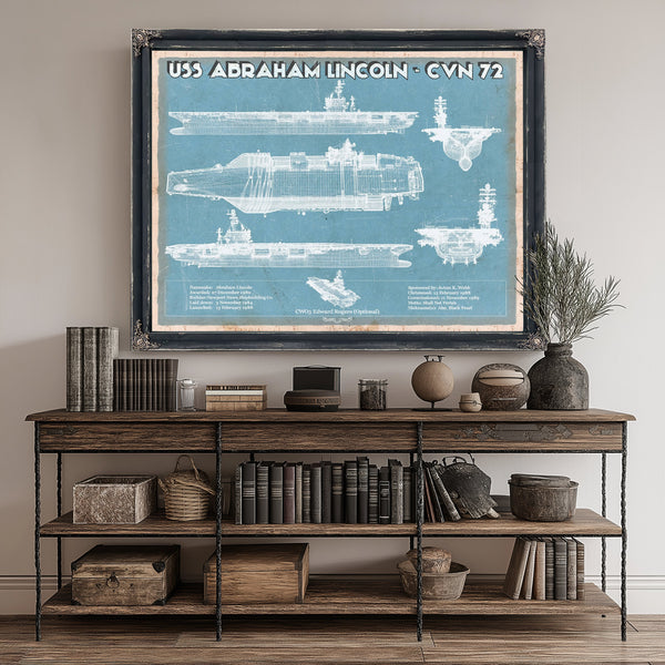 USS Abraham Lincoln (CVN 72) Aircraft Carrier Naval Print canvas print size guide 24x18 36x24 48x36 inches