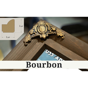 Bourbon frame corner detail, 1.5 inch ornate wood moulding, USS Abraham Lincoln (CVN 72) Aircraft Carrier Naval Print