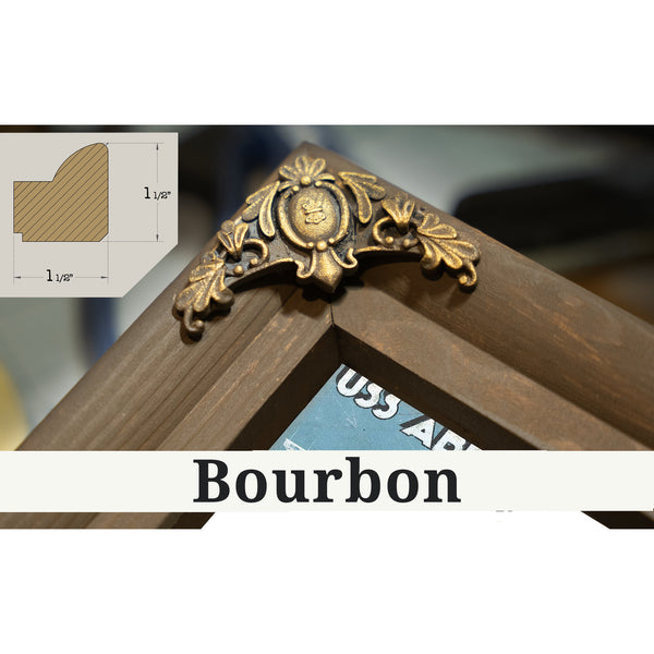 Bourbon frame corner detail, 1.5 inch ornate wood moulding, USS Abraham Lincoln (CVN 72) Aircraft Carrier Naval Print