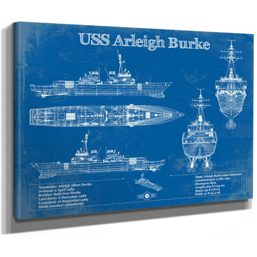 USS Arleigh Burke Arleigh Burke-class Destroyer Print as a stretched canvas wrap with gallery wrapped edges