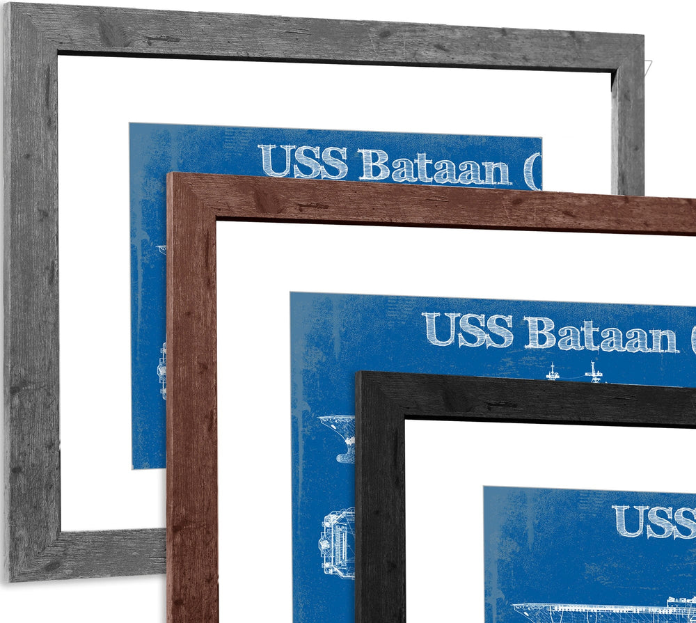14" x 11" / Stretched Canvas Wrap Cutler West USS Bataan (LHD-5) Aircraft Carrier Blueprint Original Military Wall Art - Customizable