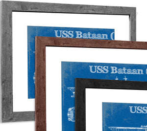 14" x 11" / Greyson Frame & Mat Cutler West USS Bataan (LHD-5) Aircraft Carrier Blueprint Original Military Wall Art - Customizable