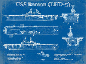 14" x 11" / Unframed Cutler West USS Bataan (LHD-5) Aircraft Carrier Blueprint Original Military Wall Art - Customizable
