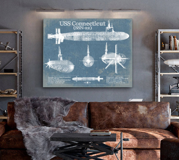 Cutler West USS Connecticut (SSN-22) Blueprint Original Military Wall Art