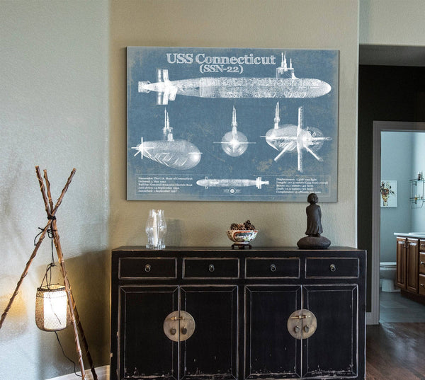 Cutler West USS Connecticut (SSN-22) Blueprint Original Military Wall Art