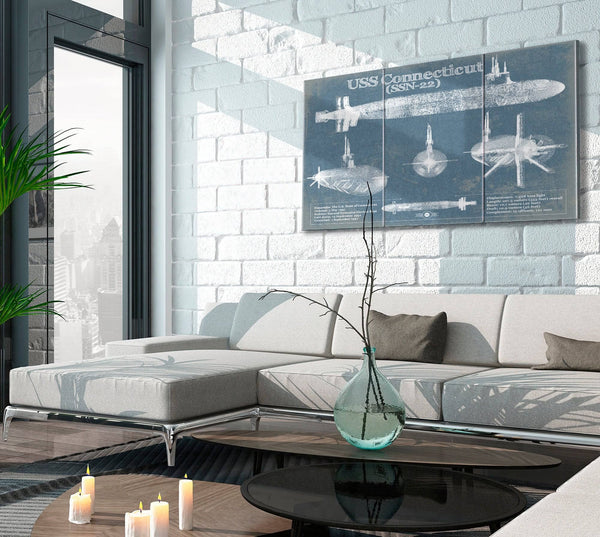 Cutler West USS Connecticut (SSN-22) Blueprint Original Military Wall Art