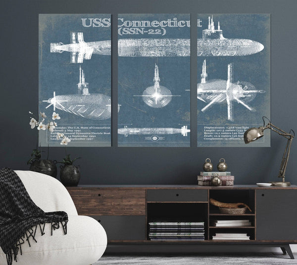 Cutler West USS Connecticut (SSN-22) Blueprint Original Military Wall Art