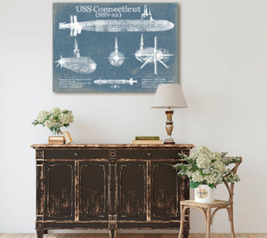 Cutler West USS Connecticut (SSN-22) Blueprint Original Military Wall Art