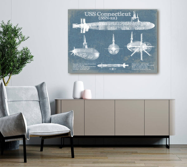 Cutler West USS Connecticut (SSN-22) Blueprint Original Military Wall Art