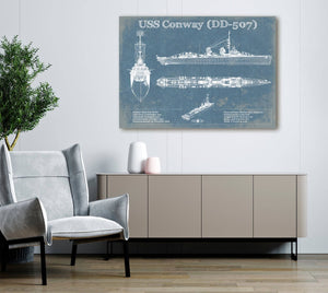 Cutler West USS Conway (DD-507) Blueprint Original Military Wall Art - Customizable