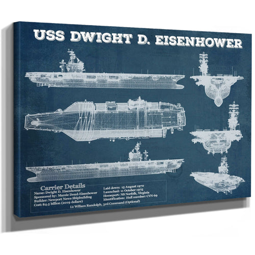 USS Dwight Eisenhower CVN69 Aircraft Carrier Naval Print as a stretched canvas wrap with gallery wrapped edges
