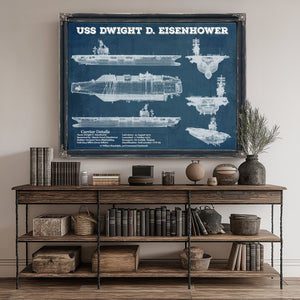 USS Dwight Eisenhower CVN69 Aircraft Carrier Naval Print canvas print size guide 24x18 36x24 48x36 inches
