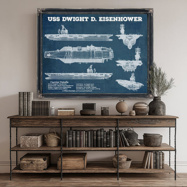 USS Dwight Eisenhower CVN69 Aircraft Carrier Naval Print canvas print size guide 24x18 36x24 48x36 inches