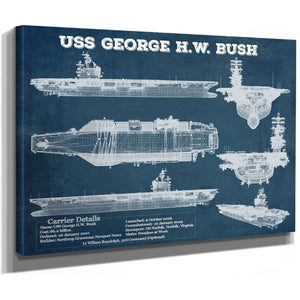 USS George HW Bush Aircraft Carrier Print as a stretched canvas wrap with gallery wrapped edges