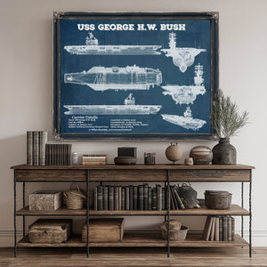 USS George HW Bush Aircraft Carrier Print canvas print size guide 24x18 36x24 48x36 inches