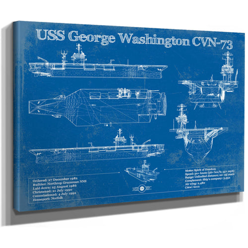 USS George Washington (CVN-73) Aircraft Carrier Print as a stretched canvas wrap with gallery wrapped edges