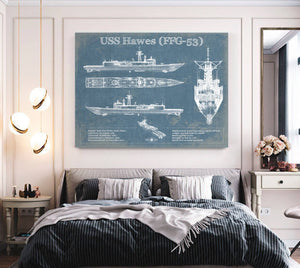 Cutler West USS Hawes (FFG-53) Blueprint Original Military Wall Art - Customizable
