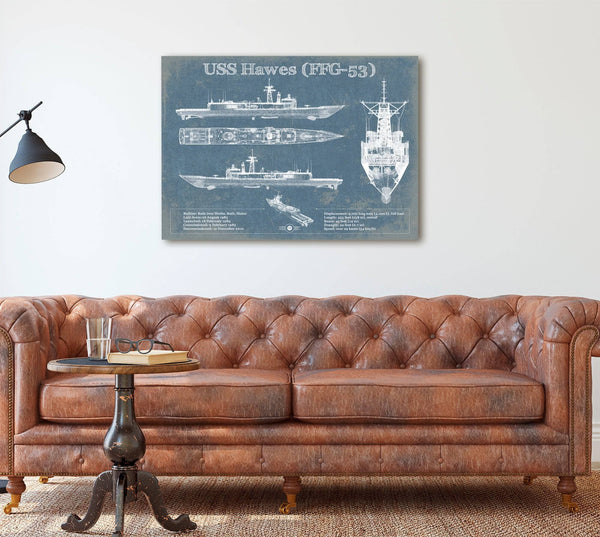 Cutler West USS Hawes (FFG-53) Blueprint Original Military Wall Art - Customizable